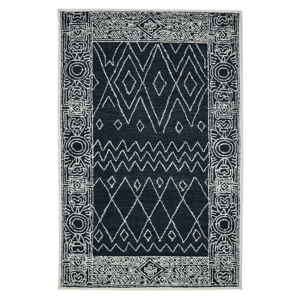 HomeRoots 5' Handcrafted Southwestern Wool Area Rug in Charcoal and Ivory – Perfect for Cozy Living Spaces 8' X 10' 570329