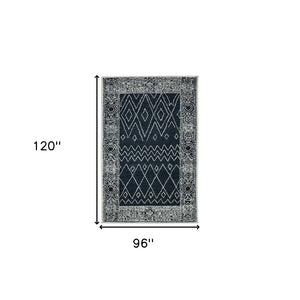 HomeRoots 5' Handcrafted Southwestern Wool Area Rug in Charcoal and Ivory – Perfect for Cozy Living Spaces 8' X 10' 570329