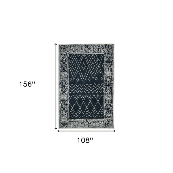 HomeRoots 5' Handcrafted Southwestern Wool Area Rug in Charcoal and Ivory – Perfect for Cozy Living Spaces 9' X 13' 570330