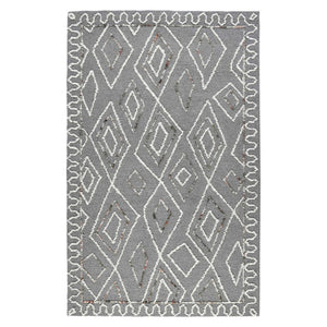 HomeRoots 5' Hand-Hooked Wool Area Rug with Modern Geometric Design in Dark Gray, Ivory & Rust for Cozy Spaces 8' X 10' 570337