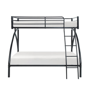 English Elm Black Metal Twin-Over-Twin Bunk Bed with Modern Lines, Sturdy Frame, Space-Saving Design for Kids Black 77 L x 60.25 W x 7.25 H B011P248590