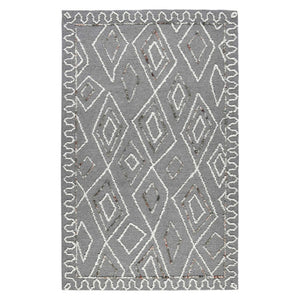 HomeRoots 5' Hand-Hooked Wool Area Rug with Modern Geometric Design in Dark Gray, Ivory & Rust for Cozy Spaces 9' X 13' 570338