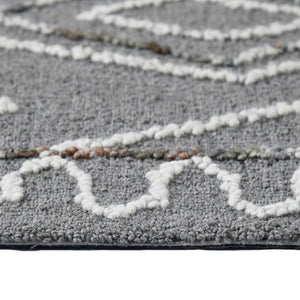 HomeRoots 5' Hand-Hooked Wool Area Rug with Modern Geometric Design in Dark Gray, Ivory & Rust for Cozy Spaces 9' X 13' 570338