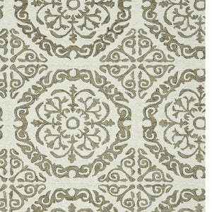 HomeRoots 5' Hand-Hooked Wool Medallion Area Rug in Ivory and Light Brown for Timeless Home Elegance 8' X 10' 570341