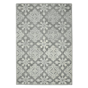 HomeRoots 5' Gray and Ivory Wool Hand-Hooked Oriental Area Rug – Artisanal Charm for Any Interior Space 5' X 7' 570344