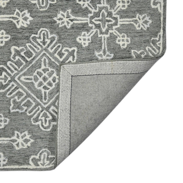HomeRoots 5' Gray and Ivory Wool Hand-Hooked Oriental Area Rug – Artisanal Charm for Any Interior Space 8' X 10' 570345