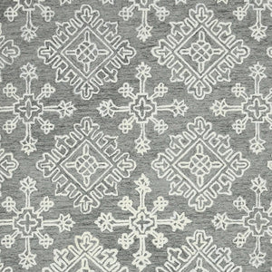 HomeRoots 5' Gray and Ivory Wool Hand-Hooked Oriental Area Rug – Artisanal Charm for Any Interior Space 8' X 10' 570345