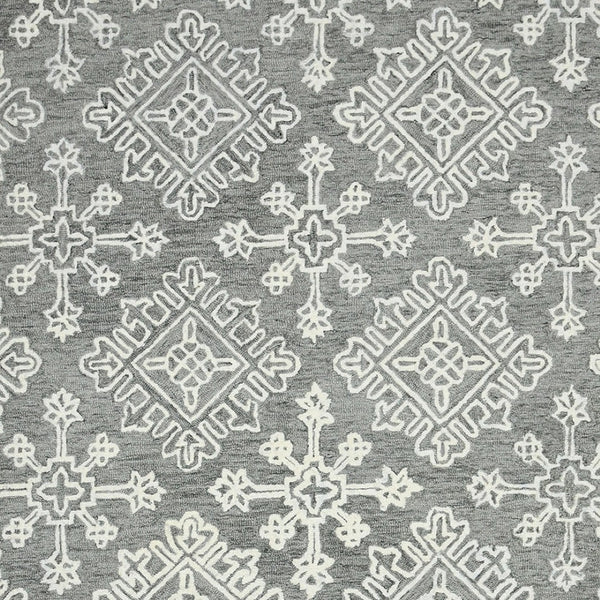 HomeRoots 5' Gray and Ivory Wool Hand-Hooked Oriental Area Rug – Artisanal Charm for Any Interior Space 8' X 10' 570345