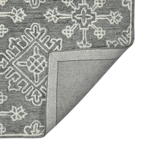 HomeRoots 5' Gray and Ivory Wool Hand-Hooked Oriental Area Rug – Artisanal Charm for Any Interior Space 8' X 11' 570346
