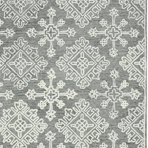 HomeRoots 5' Gray and Ivory Wool Hand-Hooked Oriental Area Rug – Artisanal Charm for Any Interior Space 8' X 11' 570346