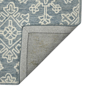 HomeRoots 5' Sky Blue and Ivory Hand-Hooked Wool Oriental Area Rug - Timeless Elegance for Any Space 5' X 7' 570352