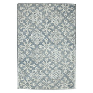 HomeRoots 5' Sky Blue and Ivory Hand-Hooked Wool Oriental Area Rug - Timeless Elegance for Any Space 8' X 10' 570353
