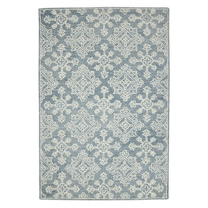 HomeRoots 5' Sky Blue and Ivory Hand-Hooked Wool Oriental Area Rug - Timeless Elegance for Any Space 8' X 10' 570353