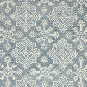HomeRoots 5' Sky Blue and Ivory Hand-Hooked Wool Oriental Area Rug - Timeless Elegance for Any Space 8' X 10' 570353
