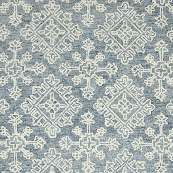 HomeRoots 5' Sky Blue and Ivory Hand-Hooked Wool Oriental Area Rug - Timeless Elegance for Any Space 8' X 10' 570353