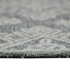 HomeRoots 5' Hand-Hooked Graphite and Gray Wool Oriental Area Rug – Timeless Craftsmanship for Any Room 5' X 7' 570356