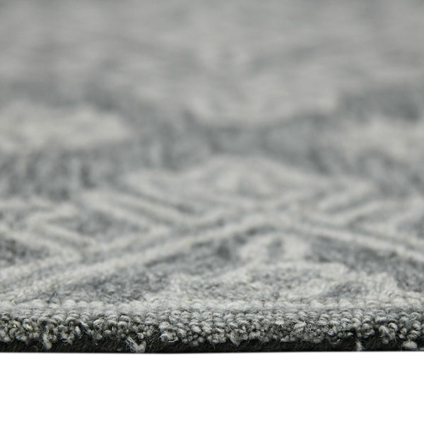 HomeRoots 5' Hand-Hooked Graphite and Gray Wool Oriental Area Rug – Timeless Craftsmanship for Any Room 5' X 7' 570356