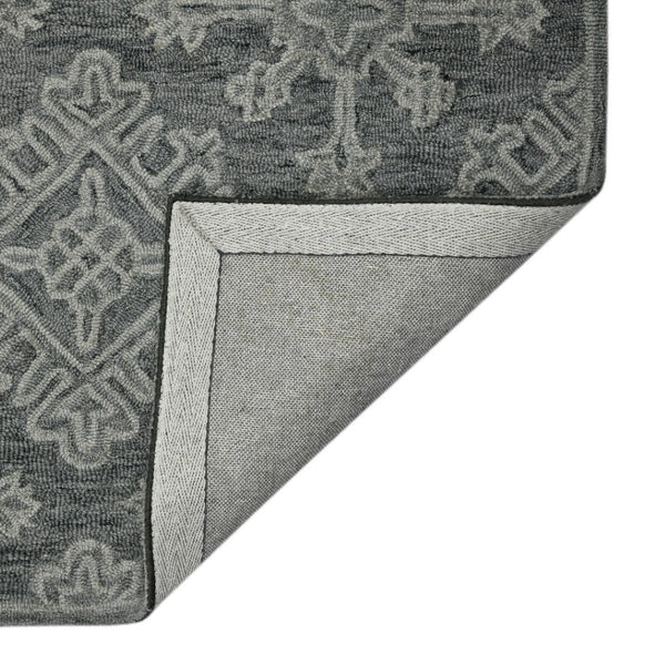 HomeRoots 5' Hand-Hooked Graphite and Gray Wool Oriental Area Rug – Timeless Craftsmanship for Any Room 5' X 7' 570356