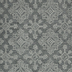HomeRoots 5' Hand-Hooked Graphite and Gray Wool Oriental Area Rug – Timeless Craftsmanship for Any Room 5' X 7' 570356