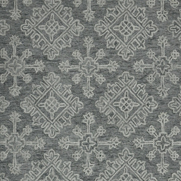 HomeRoots 5' Hand-Hooked Graphite and Gray Wool Oriental Area Rug – Timeless Craftsmanship for Any Room 5' X 7' 570356