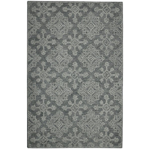 HomeRoots 5' Hand-Hooked Graphite and Gray Wool Oriental Area Rug – Timeless Craftsmanship for Any Room 8' X 10' 570357