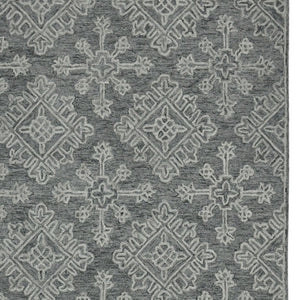 HomeRoots 5' Hand-Hooked Graphite and Gray Wool Oriental Area Rug – Timeless Craftsmanship for Any Room 8' X 10' 570357