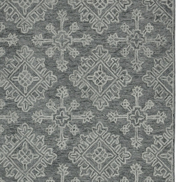 HomeRoots 5' Hand-Hooked Graphite and Gray Wool Oriental Area Rug – Timeless Craftsmanship for Any Room 8' X 10' 570357