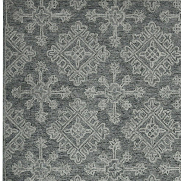 HomeRoots 5' Hand-Hooked Graphite and Gray Wool Oriental Area Rug – Timeless Craftsmanship for Any Room 8' X 11' 570358