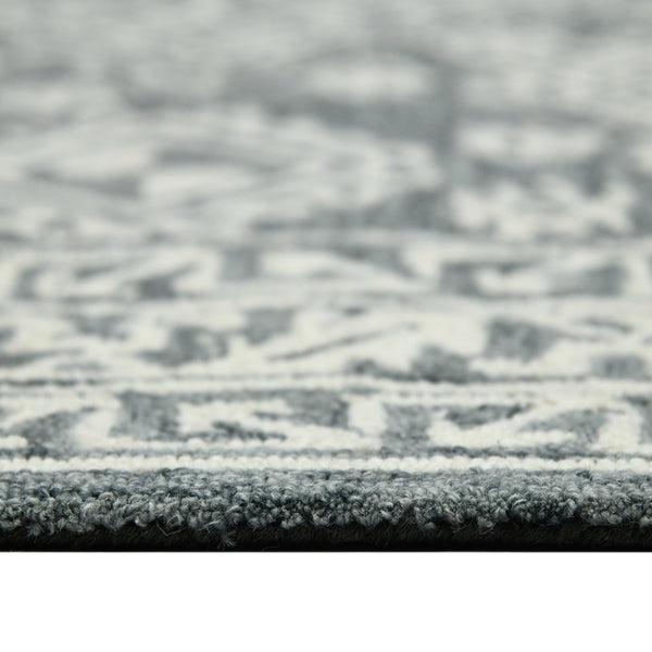 HomeRoots 5' Slate Gray and Ivory Hand-Hooked Wool Area Rug - Artisanal Comfort for Timeless Home Decor 5' X 7' 570360