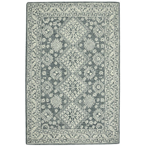 HomeRoots 5' Slate Gray and Ivory Hand-Hooked Wool Area Rug - Artisanal Comfort for Timeless Home Decor 5' X 7' 570360