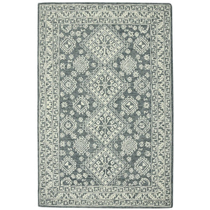 HomeRoots 5' Slate Gray and Ivory Hand-Hooked Wool Area Rug - Artisanal Comfort for Timeless Home Decor 8' X 10' 570361