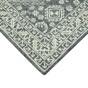 HomeRoots 5' Slate Gray and Ivory Hand-Hooked Wool Area Rug - Artisanal Comfort for Timeless Home Decor 8' X 11' 570362