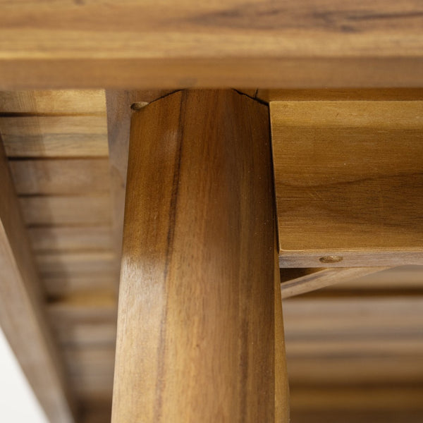 English Elm Christopher Knight Home® - Janiyah Teak Outdoor Dining Table - Solid Acacia Wood, Slatted Top, Umbrella Hole, Durable Design N775P211092T