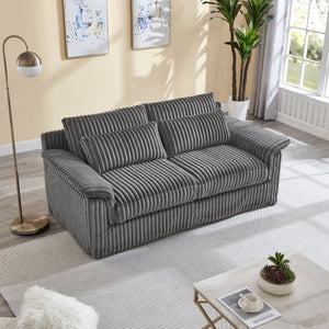 English Elm 74" Corduroy Loveseat Plush 2-seater Sofa with Pillow Arms for Compact Living Spaces Gray W1669P368988