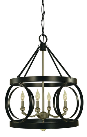 Framburg 4-light Elegant Chandelier With Italian Brass Arms And Crystal Accents For Stunning Dining Spaces Matte Black,Satin Pewter Metal 5704 Mblack/Sp