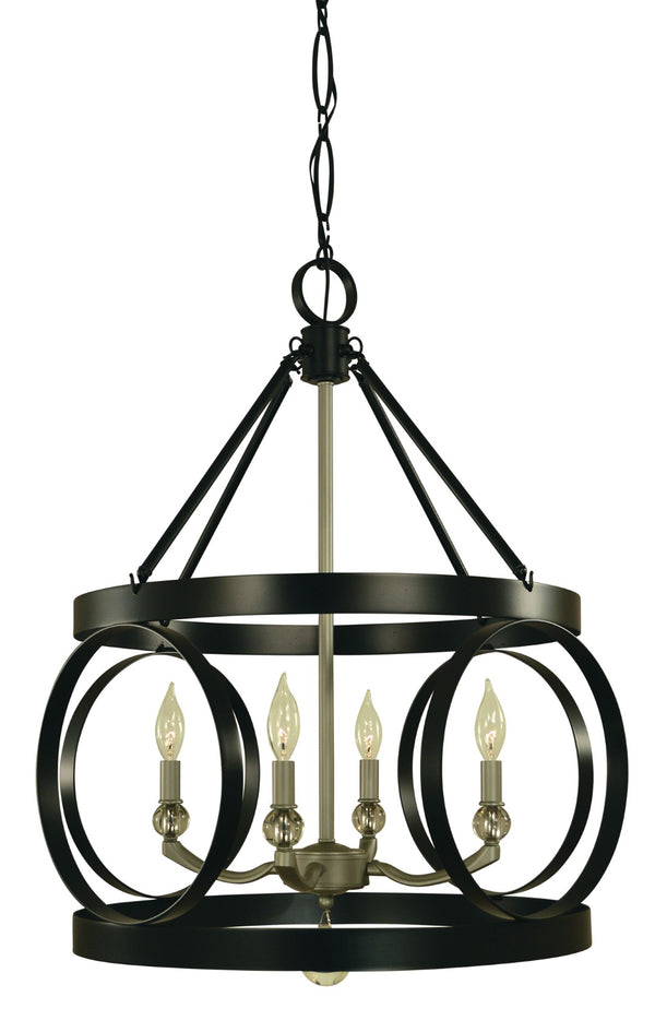 Framburg 4-light Elegant Chandelier With Italian Brass Arms And Crystal Accents For Stunning Dining Spaces Matte Black,Satin Pewter Metal 5704 Mblack/Sp