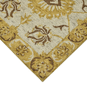 HomeRoots 5' Hand Woven Wool Area Rug with Stripes in Beige, Gray, and Orange - Rustic Charm for Any Space 5' X 8' 570400