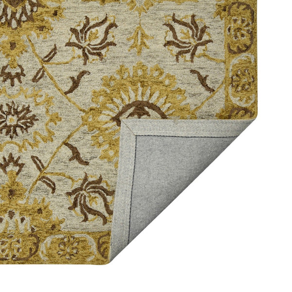 HomeRoots 5' Hand Woven Wool Area Rug with Stripes in Beige, Gray, and Orange - Rustic Charm for Any Space 5' X 8' 570400