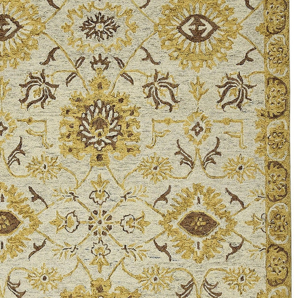 HomeRoots 5' Hand Woven Wool Area Rug with Stripes in Beige, Gray, and Orange - Rustic Charm for Any Space 5' X 8' 570400