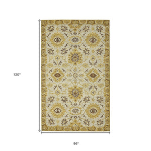 HomeRoots 5' Hand Woven Wool Area Rug with Stripes in Beige, Gray, and Orange - Rustic Charm for Any Space 8' X 10' 570401