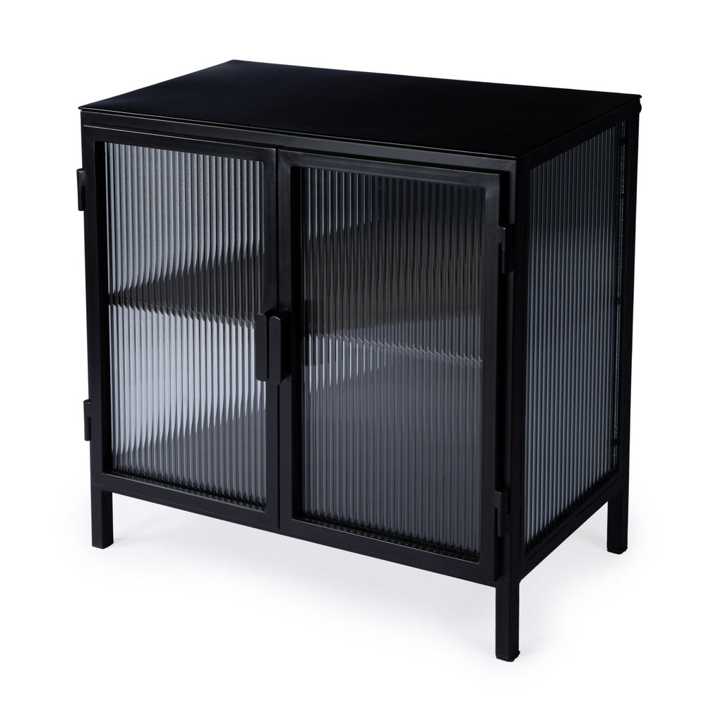Butler Specialty Hoxton Ribbed Glass Accent Cabinet - Urban Industrial Chic With Striking Design For Modern Spaces Black Iron,Glass 5704025-butler