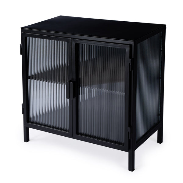 Butler Specialty Hoxton Ribbed Glass Accent Cabinet - Urban Industrial Chic With Striking Design For Modern Spaces Black Iron,Glass 5704025-butler
