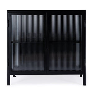 Butler Specialty Hoxton Ribbed Glass Accent Cabinet - Urban Industrial Chic With Striking Design For Modern Spaces Black Iron,Glass 5704025-butler