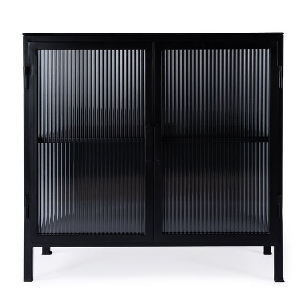 Butler Specialty Hoxton Ribbed Glass Accent Cabinet - Urban Industrial Chic With Striking Design For Modern Spaces Black Iron,Glass 5704025-butler