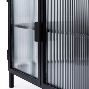 Butler Specialty Hoxton Ribbed Glass Accent Cabinet - Urban Industrial Chic With Striking Design For Modern Spaces Black Iron,Glass 5704025-butler