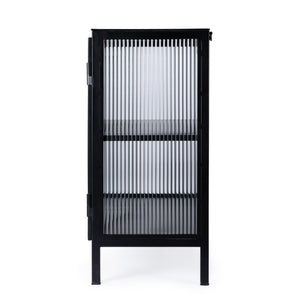 Butler Specialty Hoxton Ribbed Glass Accent Cabinet - Urban Industrial Chic With Striking Design For Modern Spaces Black Iron,Glass 5704025-butler