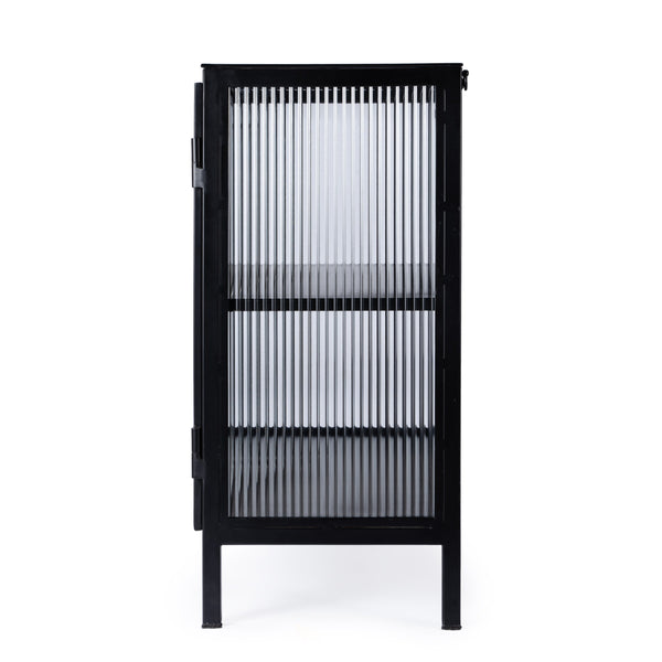 Butler Specialty Hoxton Ribbed Glass Accent Cabinet - Urban Industrial Chic With Striking Design For Modern Spaces Black Iron,Glass 5704025-butler