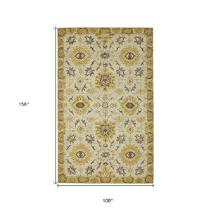 HomeRoots 5' Hand Woven Wool Area Rug with Stripes in Beige, Gray, and Orange - Rustic Charm for Any Space 9' X 13' 570402