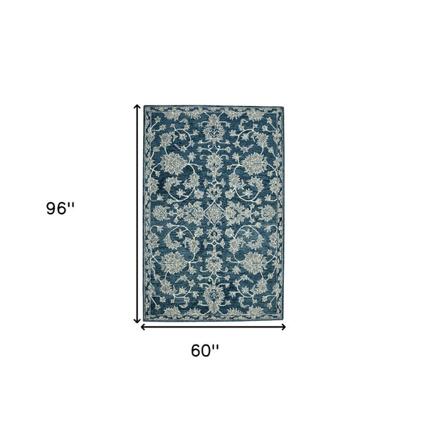 HomeRoots 5' Hand Woven Wool Area Rug with Stripes in Beige, Gray, and Orange - Rustic Charm for Any Space 5' X 8' 570404