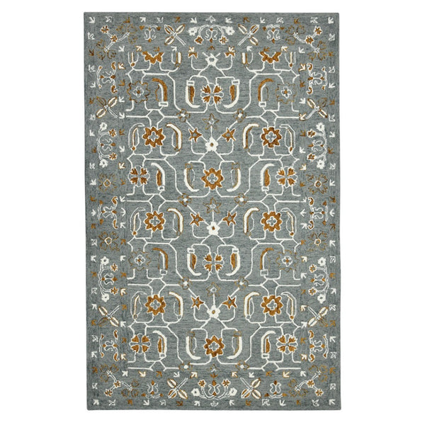 HomeRoots 5' Hand Woven Wool Area Rug with Stripes in Beige, Gray, and Orange - Rustic Charm for Any Space 8' X 10' 570409